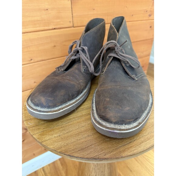 Clarks 15522 Brown Distressed Leather Chukka Boots Men's US 12 - Picture 2 of 9